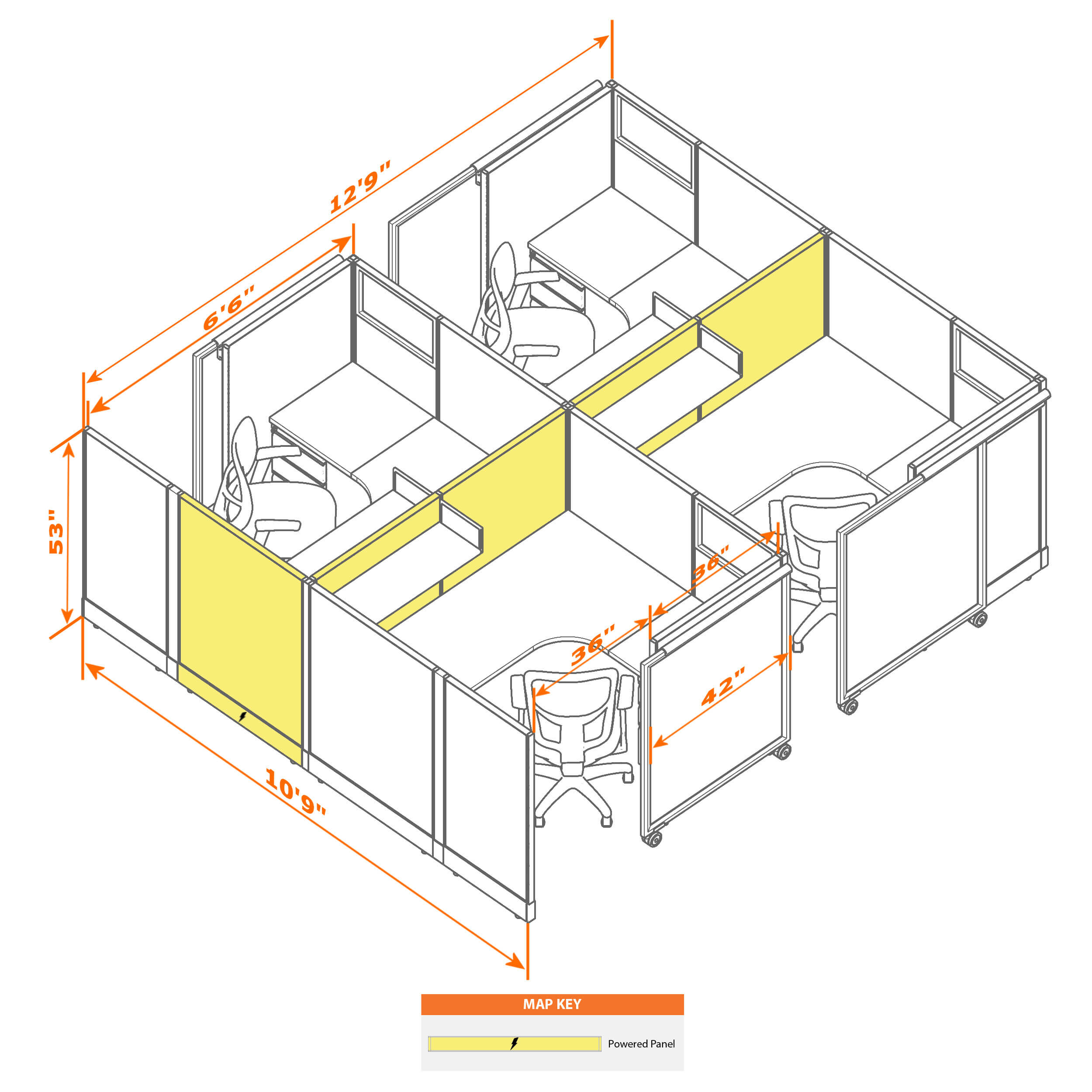 Cubicle with door 56 4c