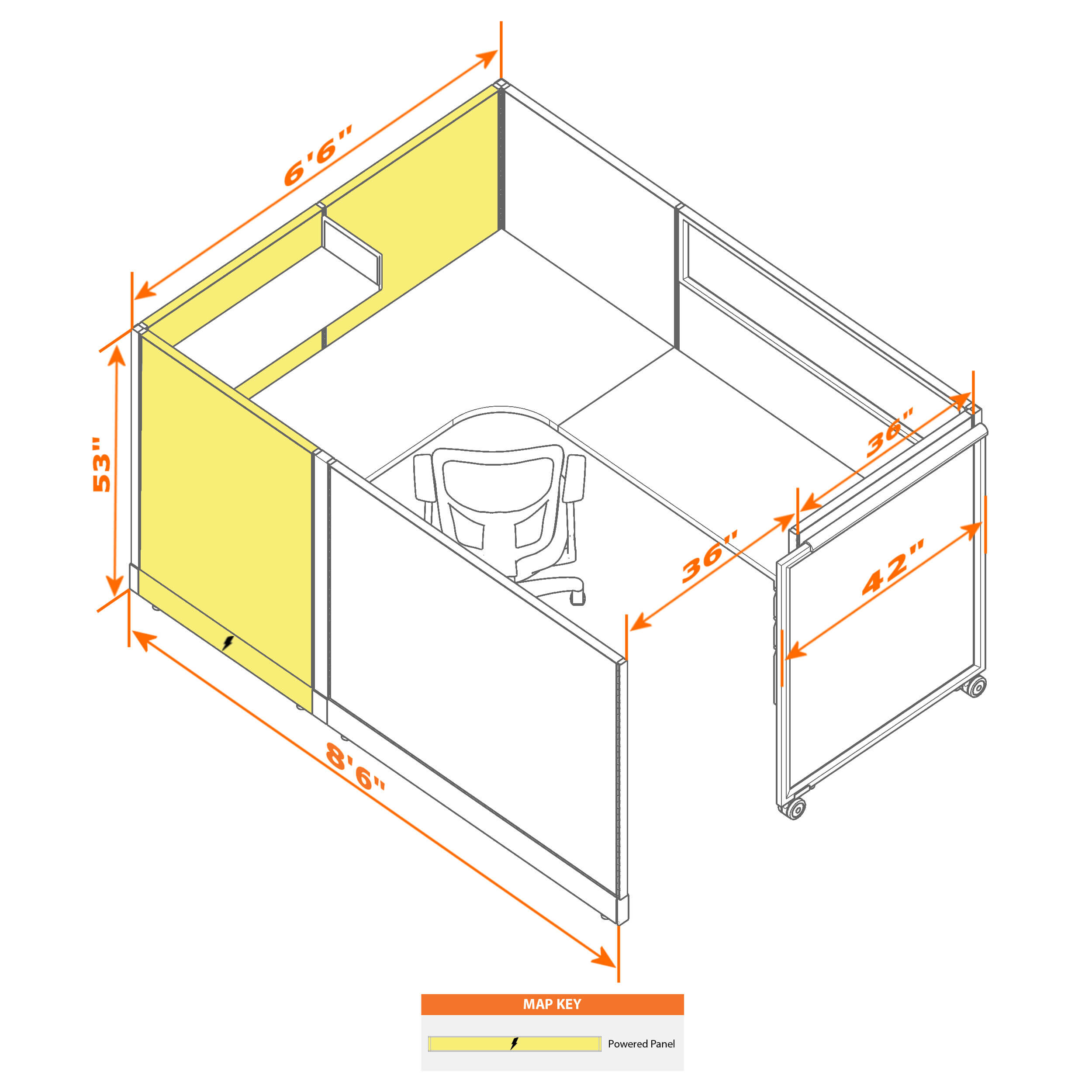 Cubicle with door 68 s