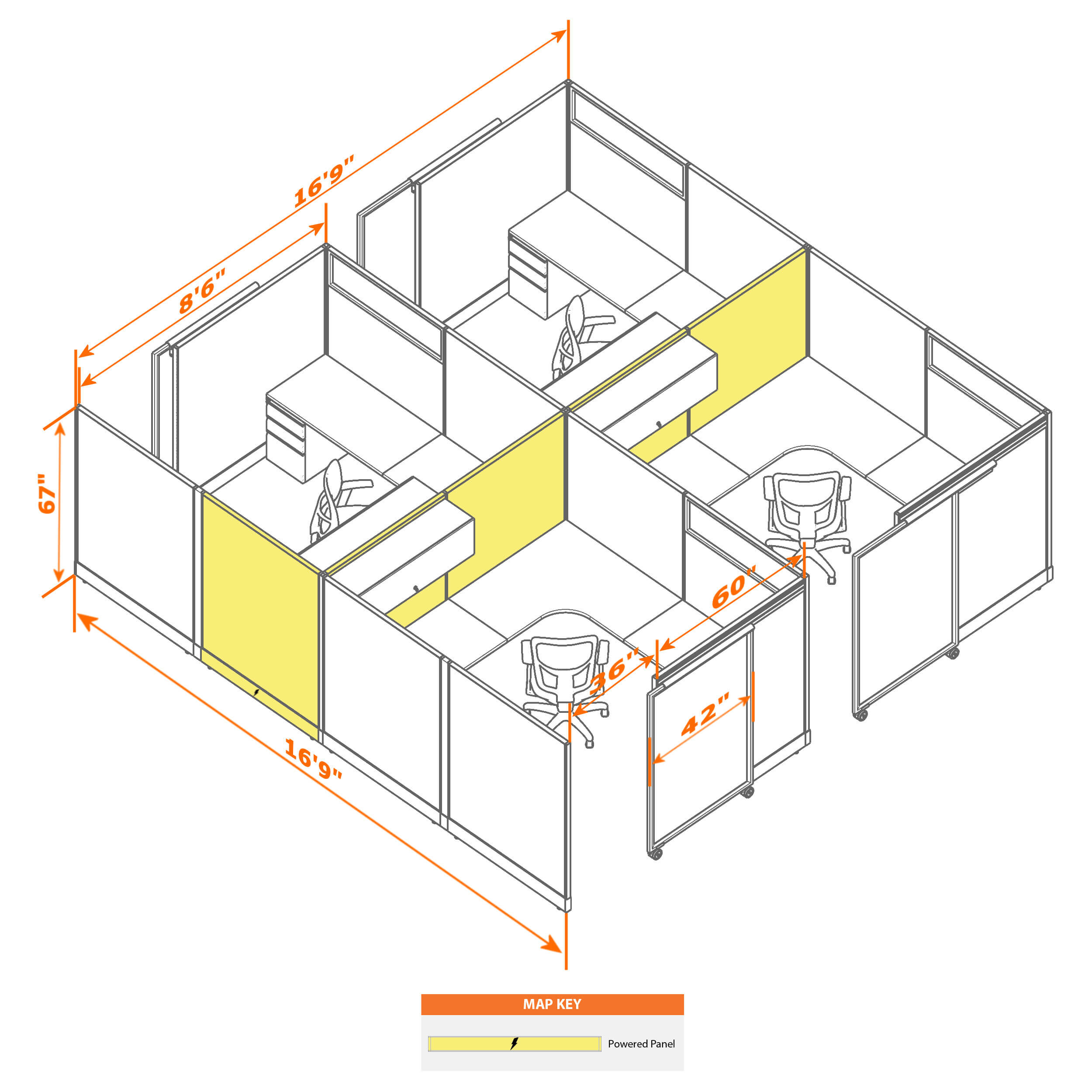 Cubicle with door 88 4c 1