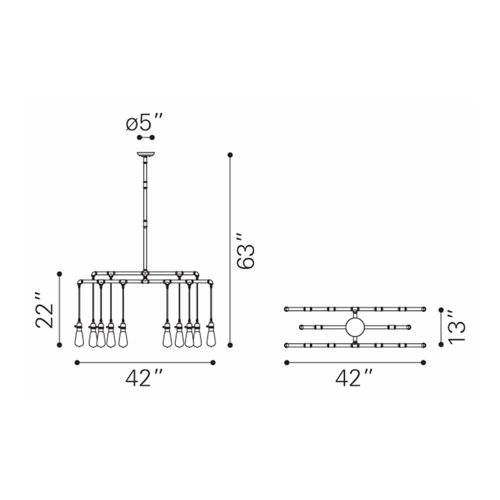 Edison bulb pendant dimensions view