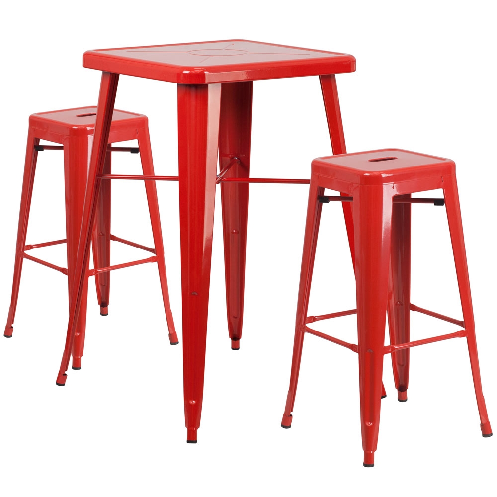 High top table set CUB CH 31330B 2 30SQ RED GG FLA