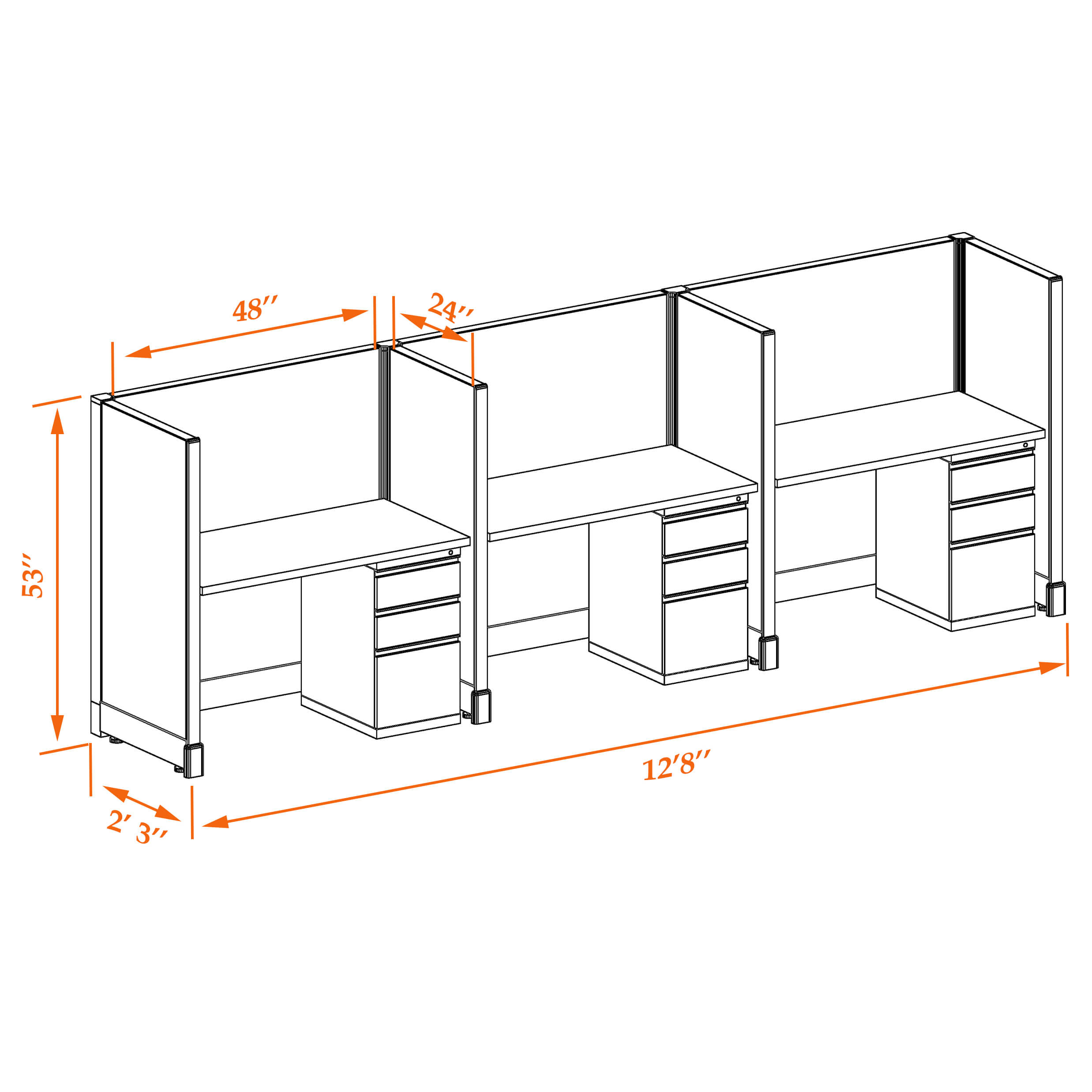 Hot desk CUB 3 53 24 WHT WH PSO