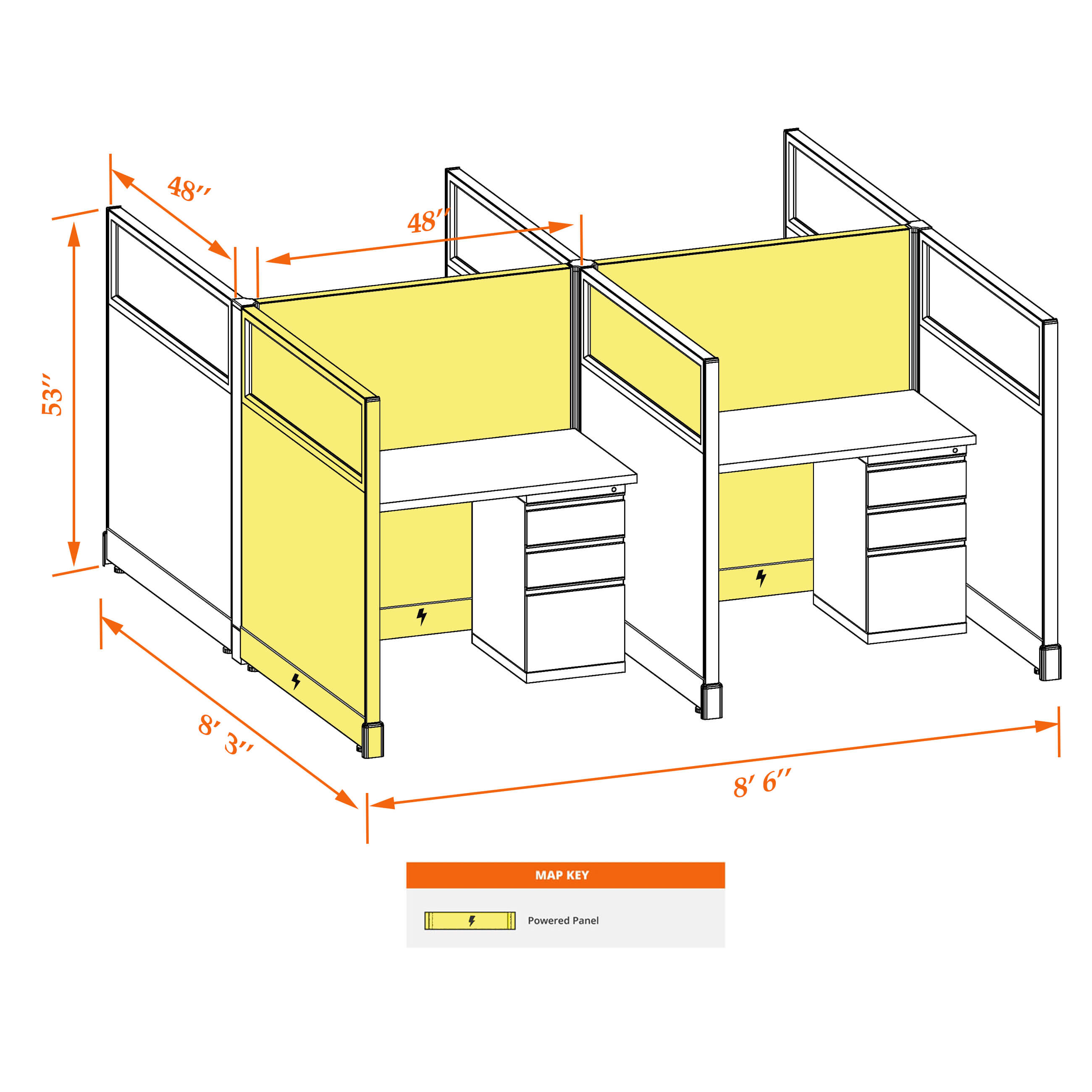 Hot desk CUB 4 53 P 44 G WHT WH PSO