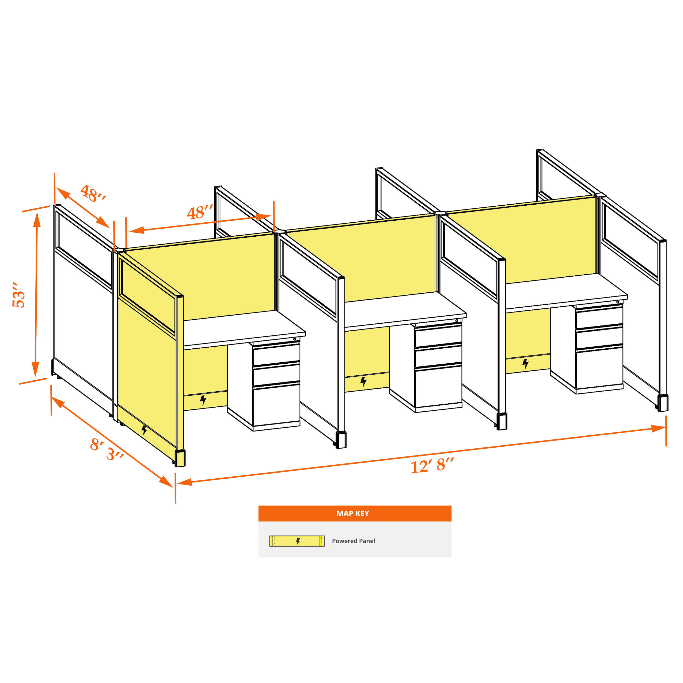 Hot desking CUB 6 53 P 44 WHT WH PSO