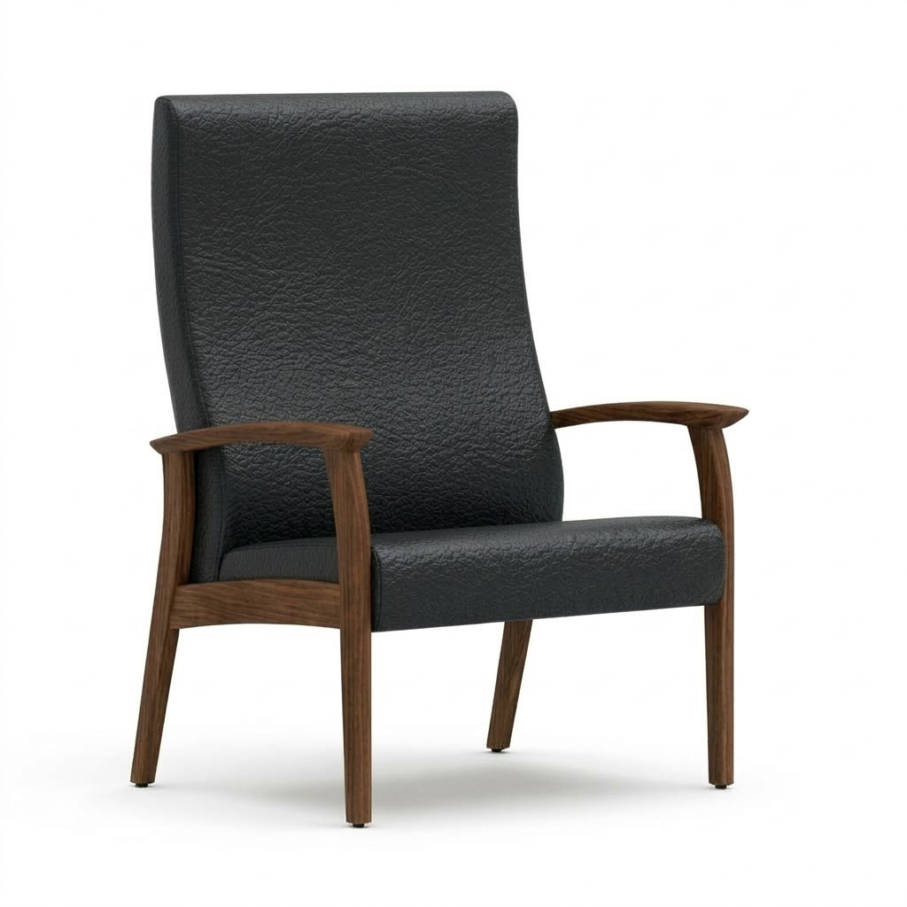 Wide chair open arms black 3