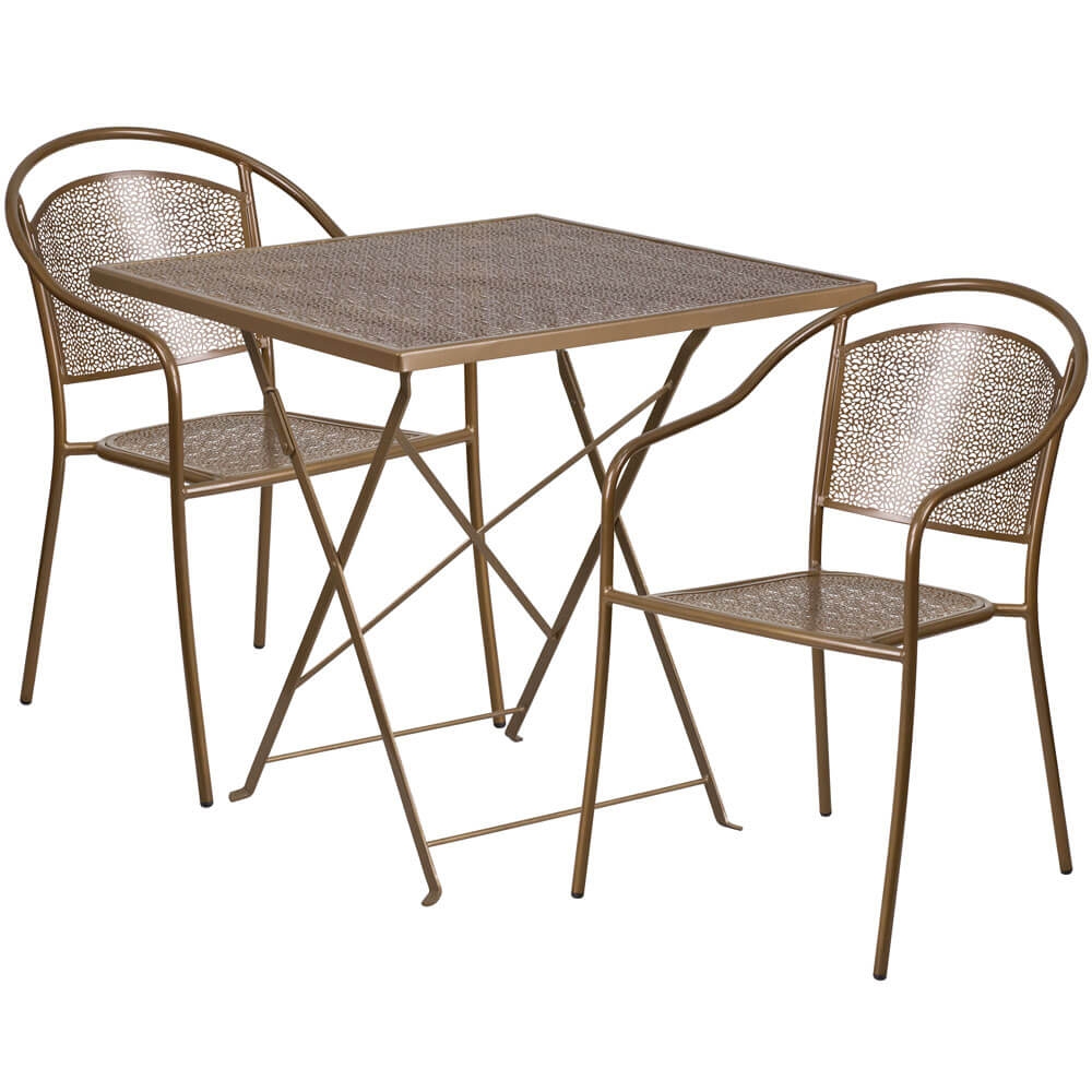 Bistro table set CUB CO 28SQF 03CHR2 GD GG FLA