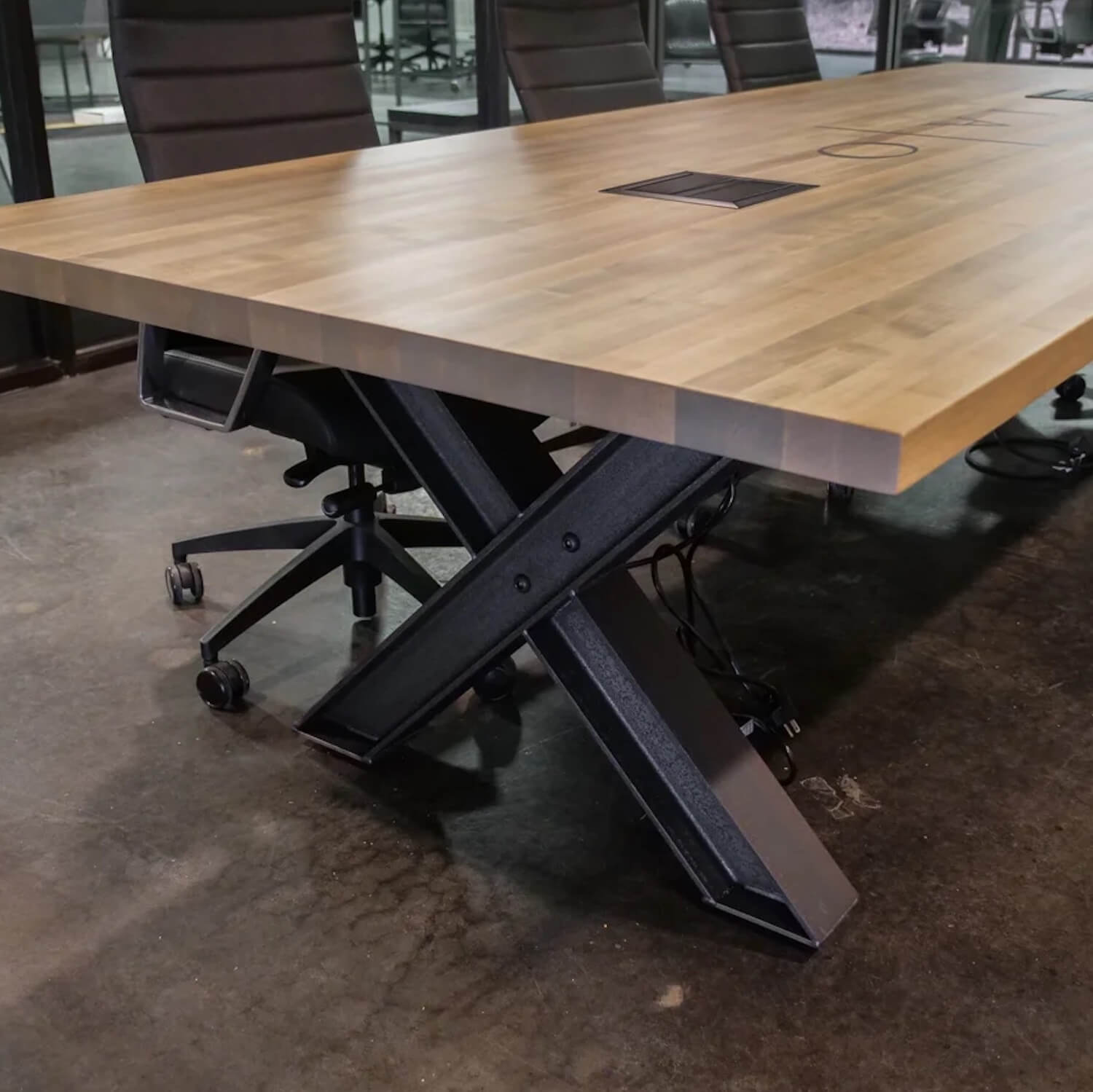 Conference room tables conference room id6 industrial conference table space view 1 1