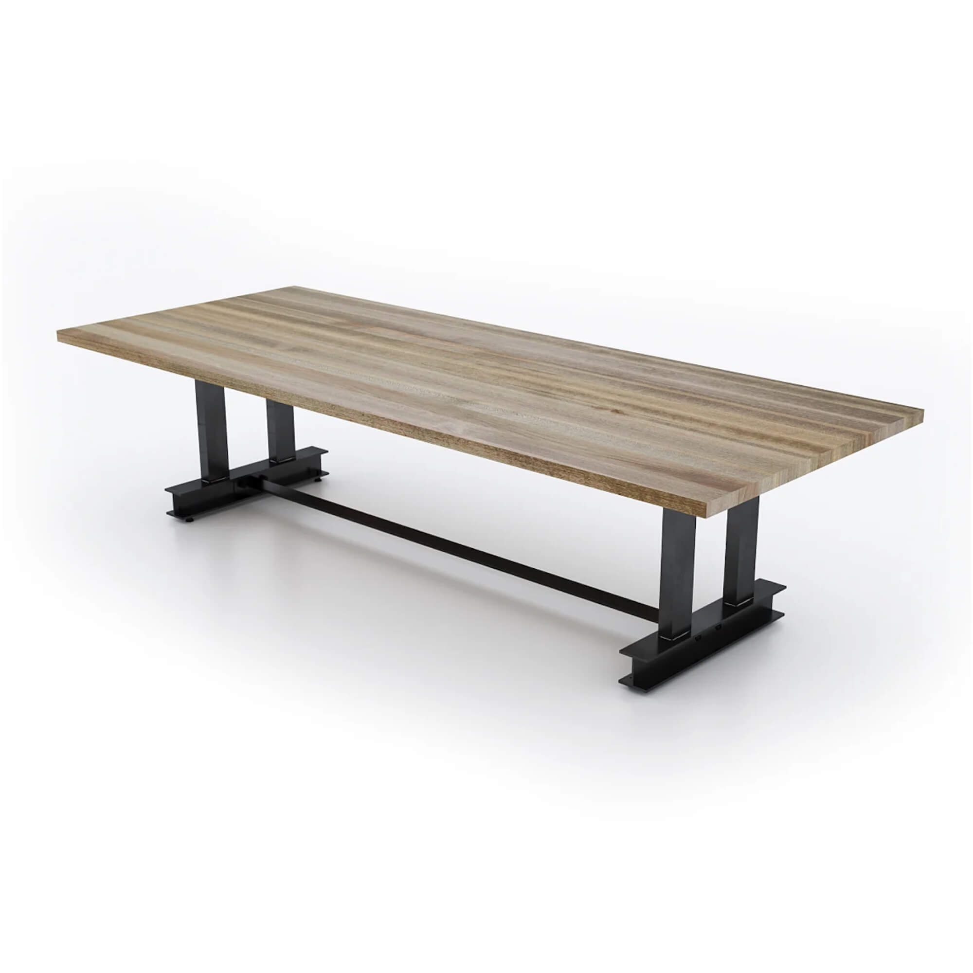 Conference room tables conference table id2 industrial conference table angle view weathered oak 1 2 3 4