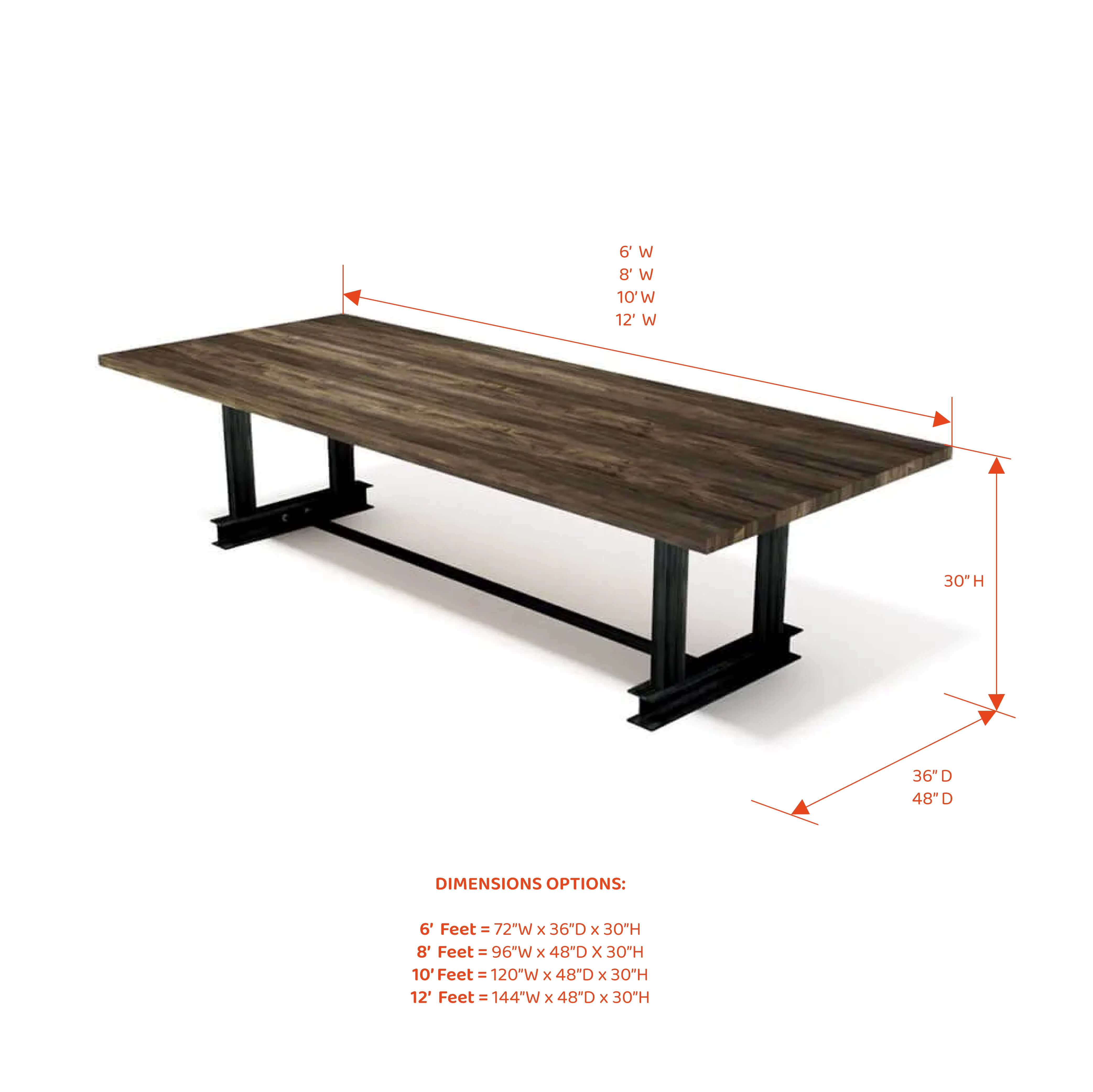 Conference room tables conference table id2 industrial conference table angle view with measure 1 2 3 4