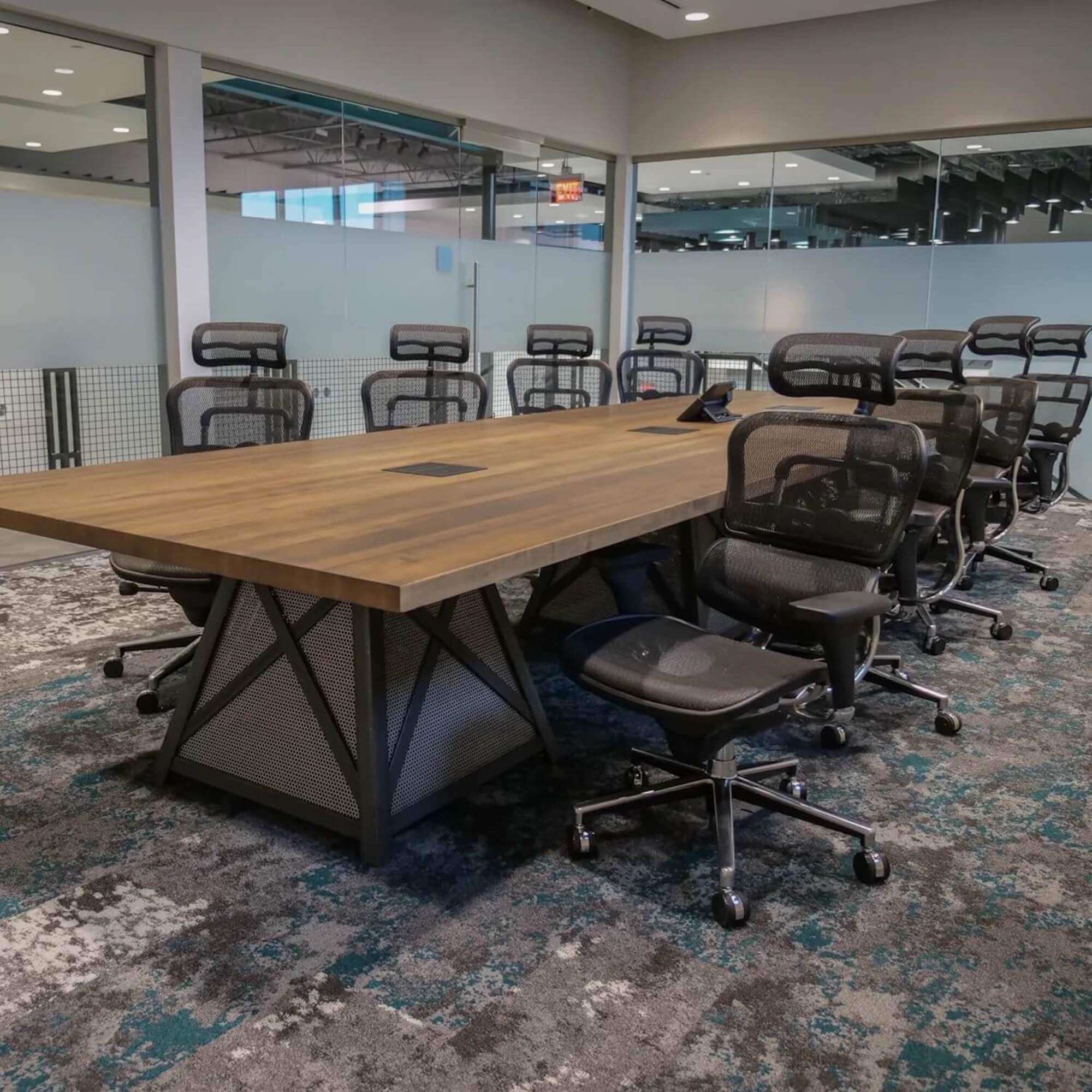 Conference room tables conference table id3 industrial conference table space view 2 a