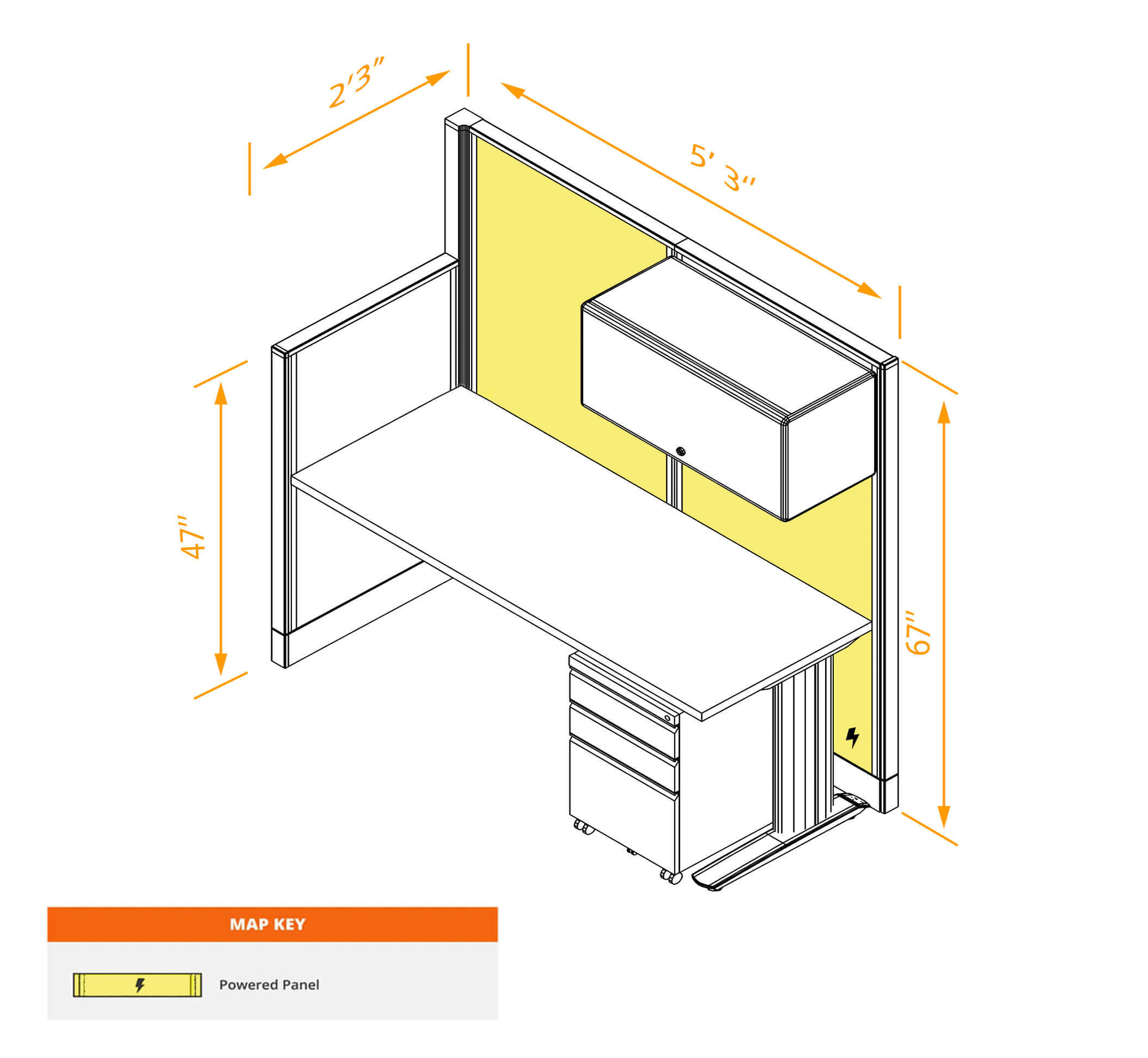 Straight workstation powered with storage dimension