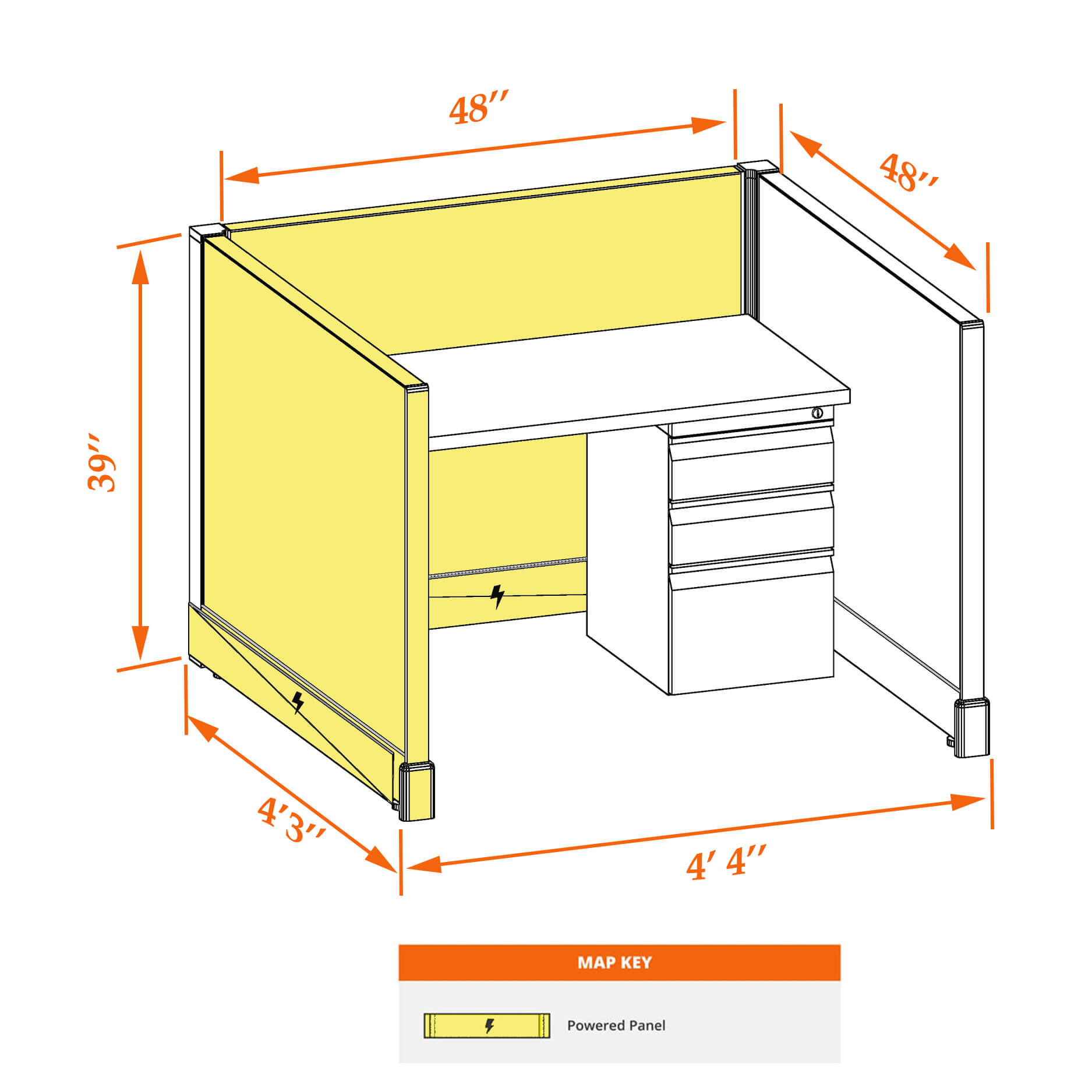 Hot desk CUB 1 39 P 44 WHT WH PSO