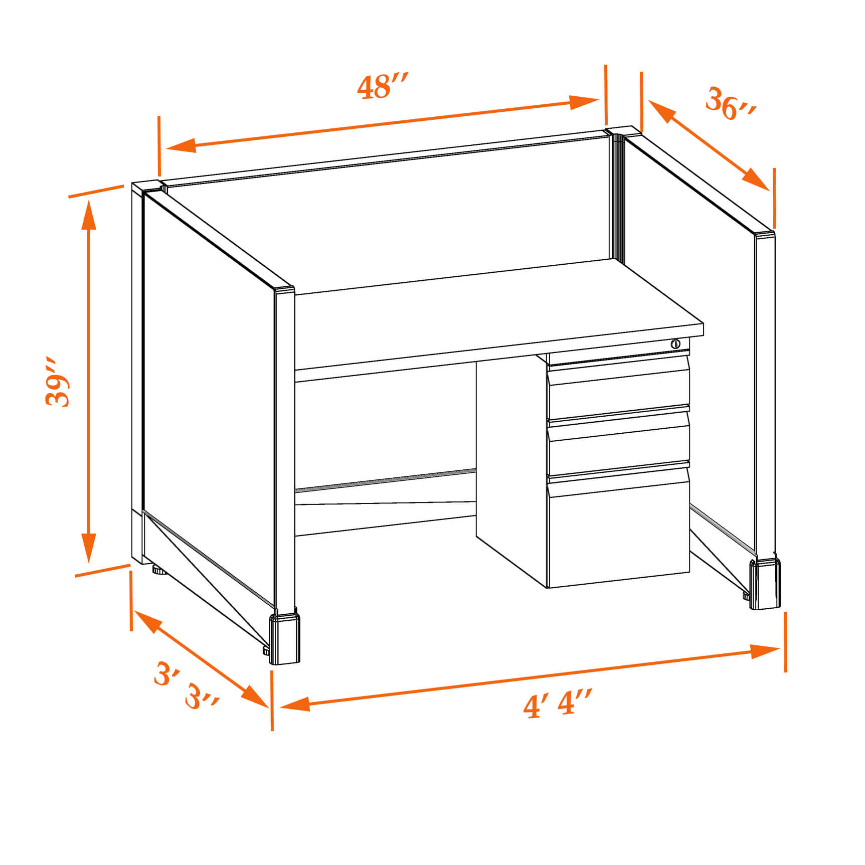 Hot desk unpowered CUB 1 39 34 WHT SV PSO