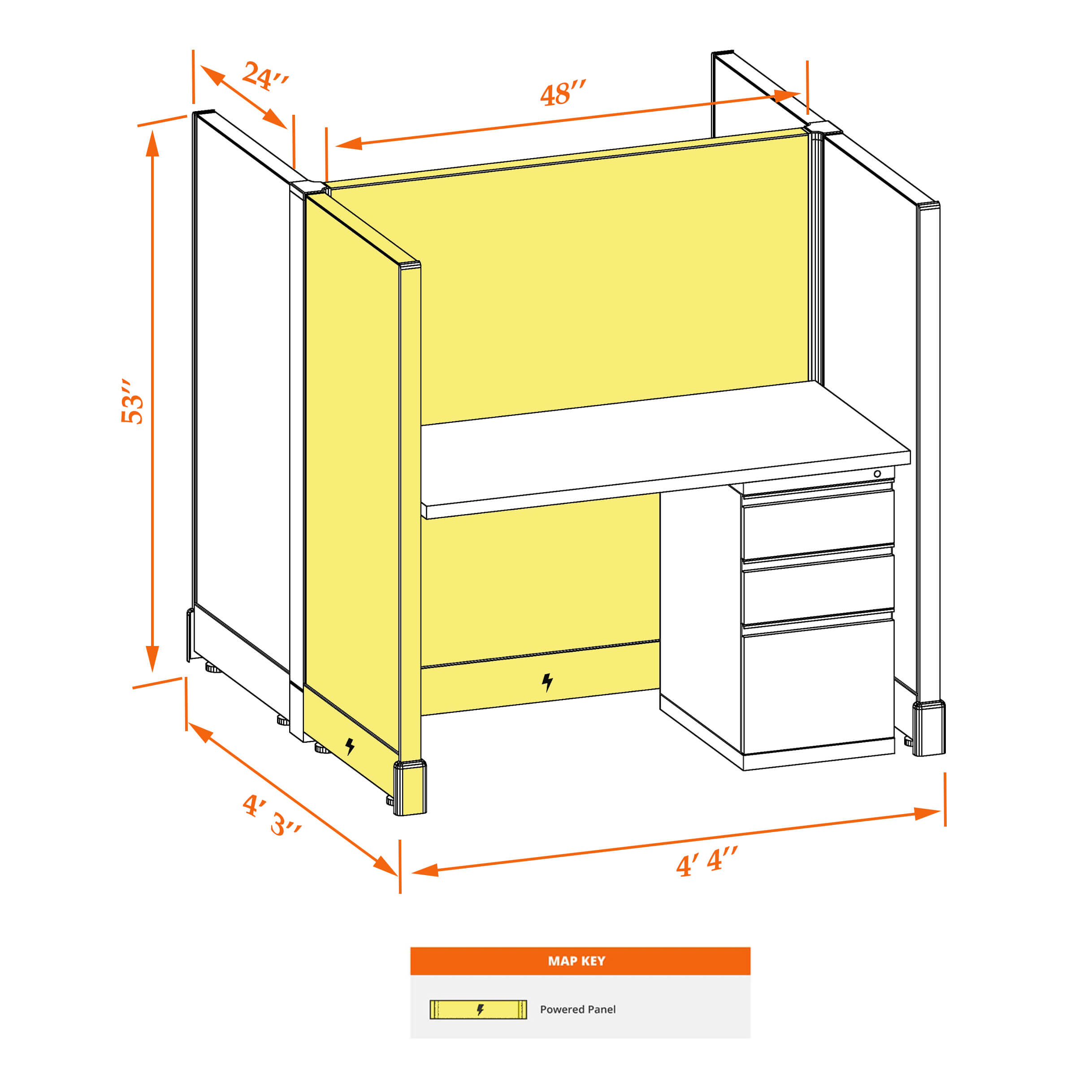 Hot desk CUB 2C 53 P 24 WHT SV PSO