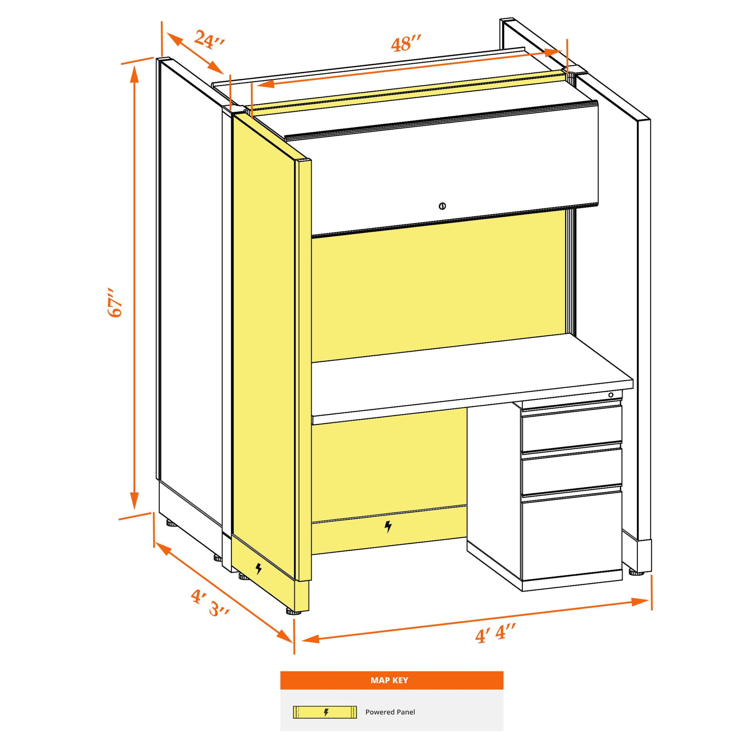 Hot desk CUB 2C 67 P 24 WHT WH PSO