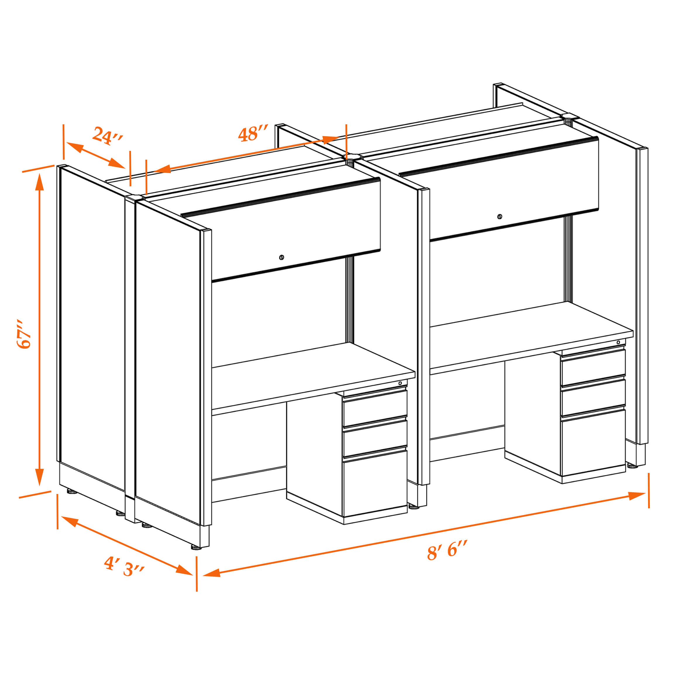 Hot desk CUB 4C 67 24 WHT WH PSO