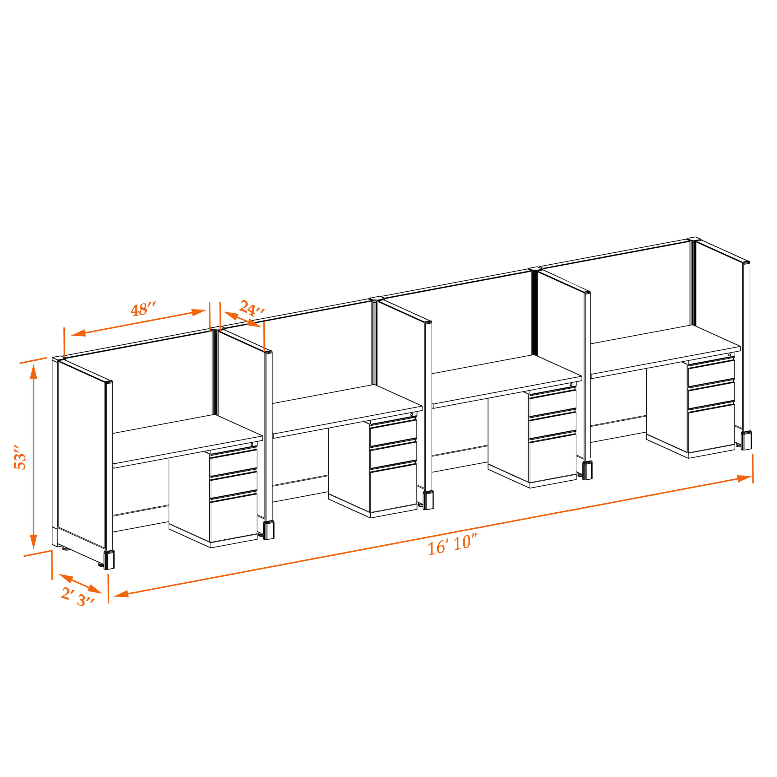 Office cubicle desk 53HU 24 4PI