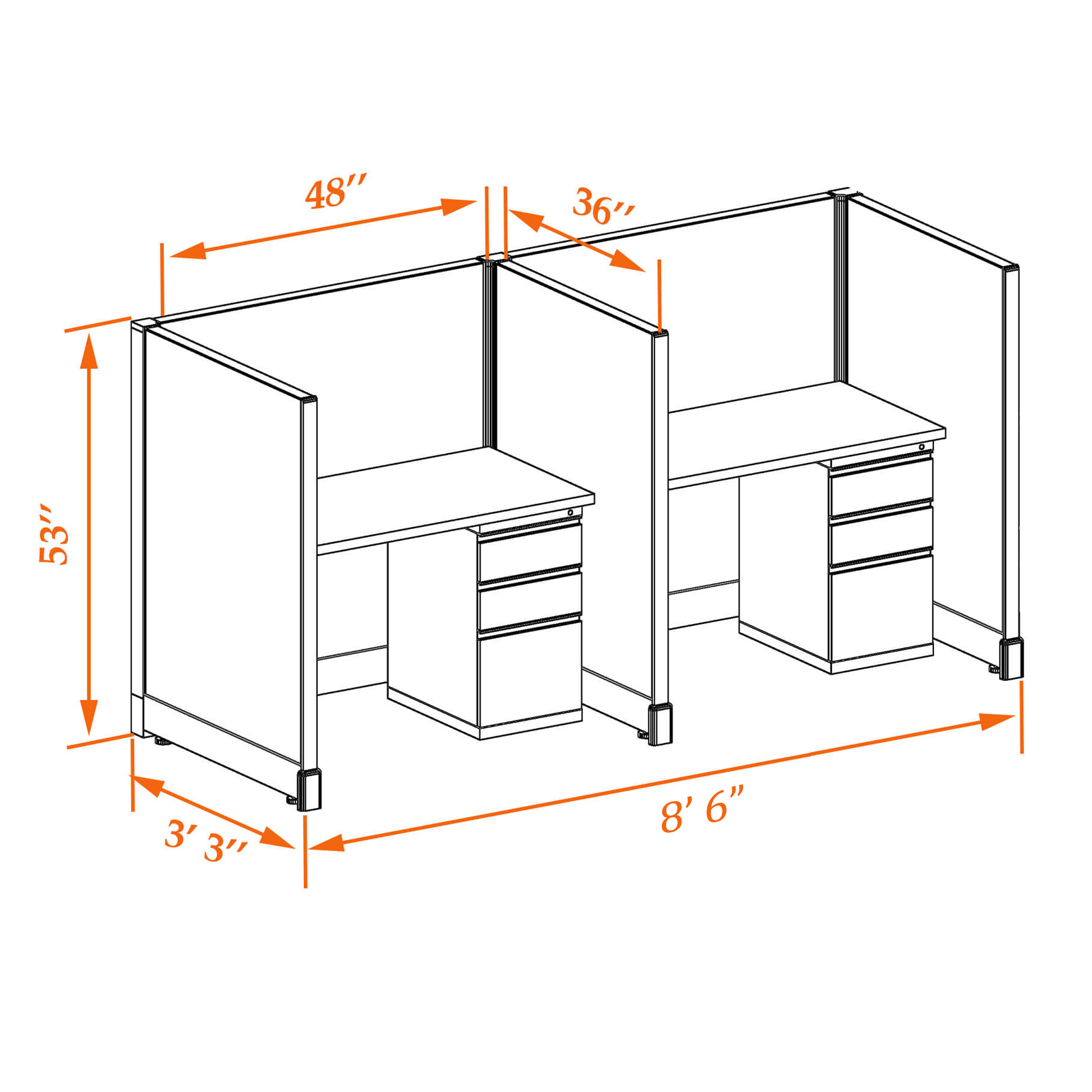 Office cubicle desk 53HU 34 2PI