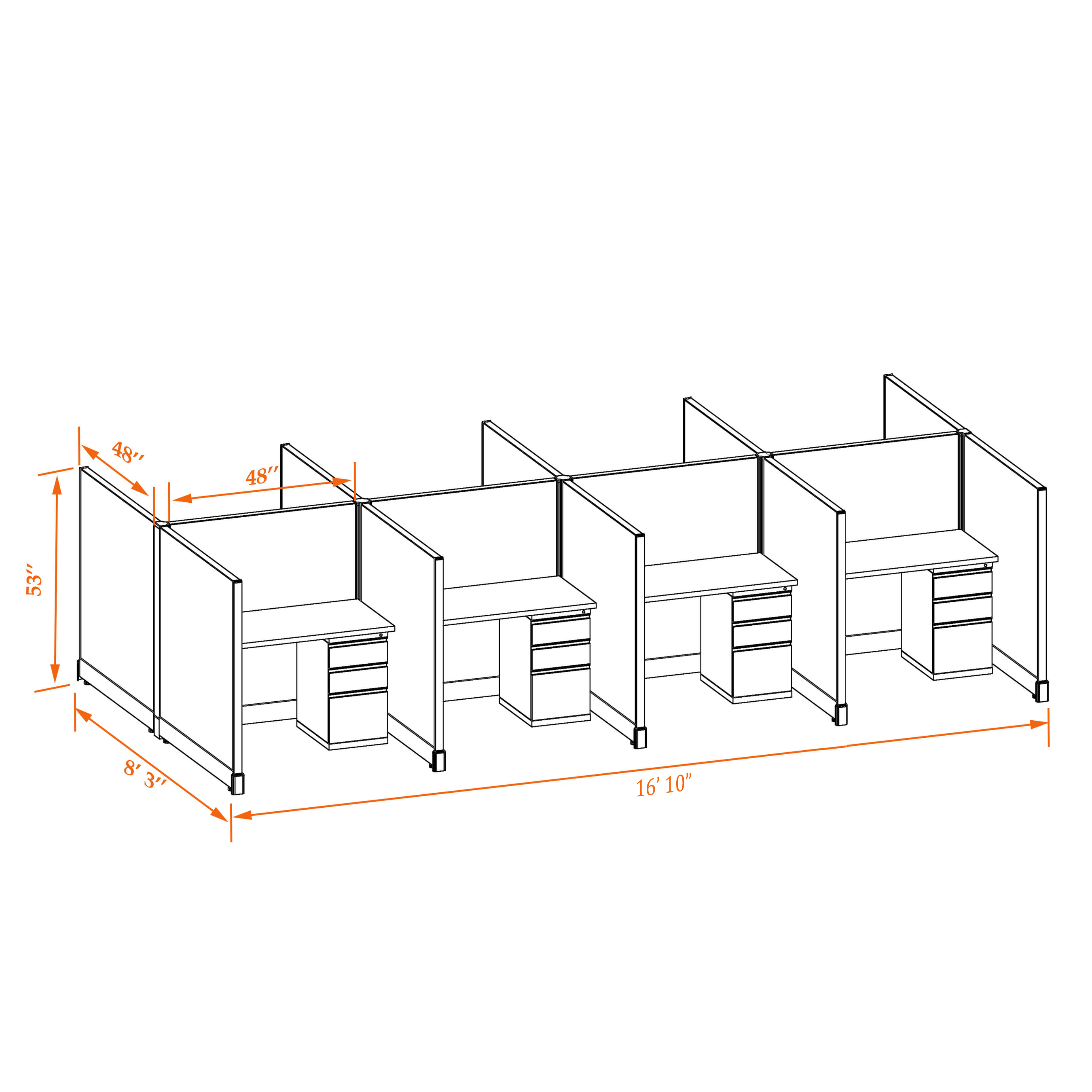 Office cubicle desk 53HU 44 8PC 1 2