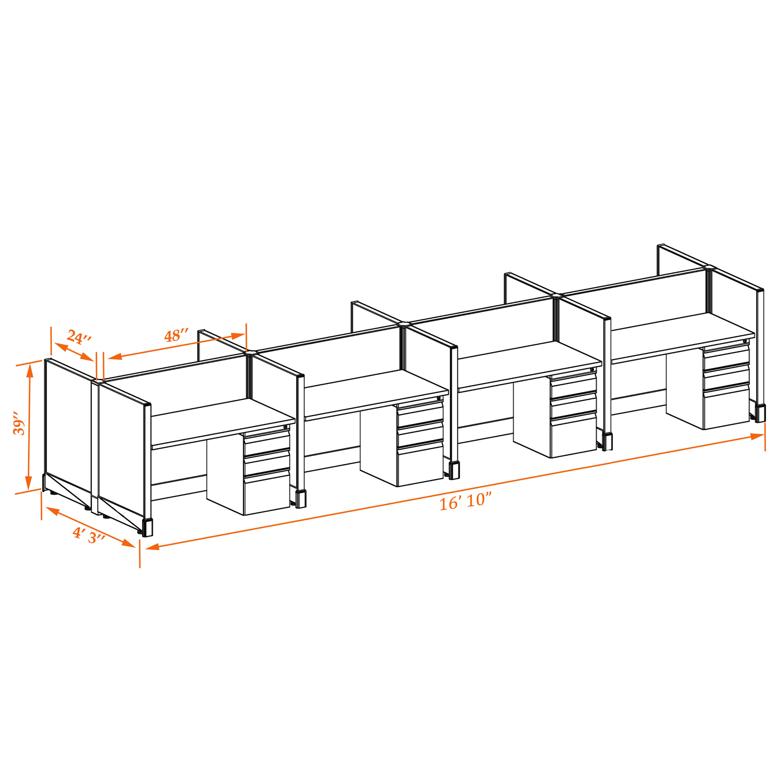 Small office cubicles 39HU 24 8PC 1 2