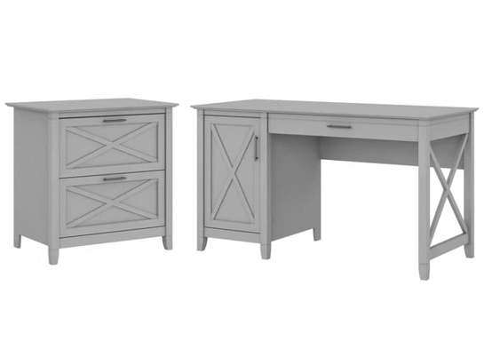 Rustic style desk with drawer lateral file cabinet highlight cape cod gray