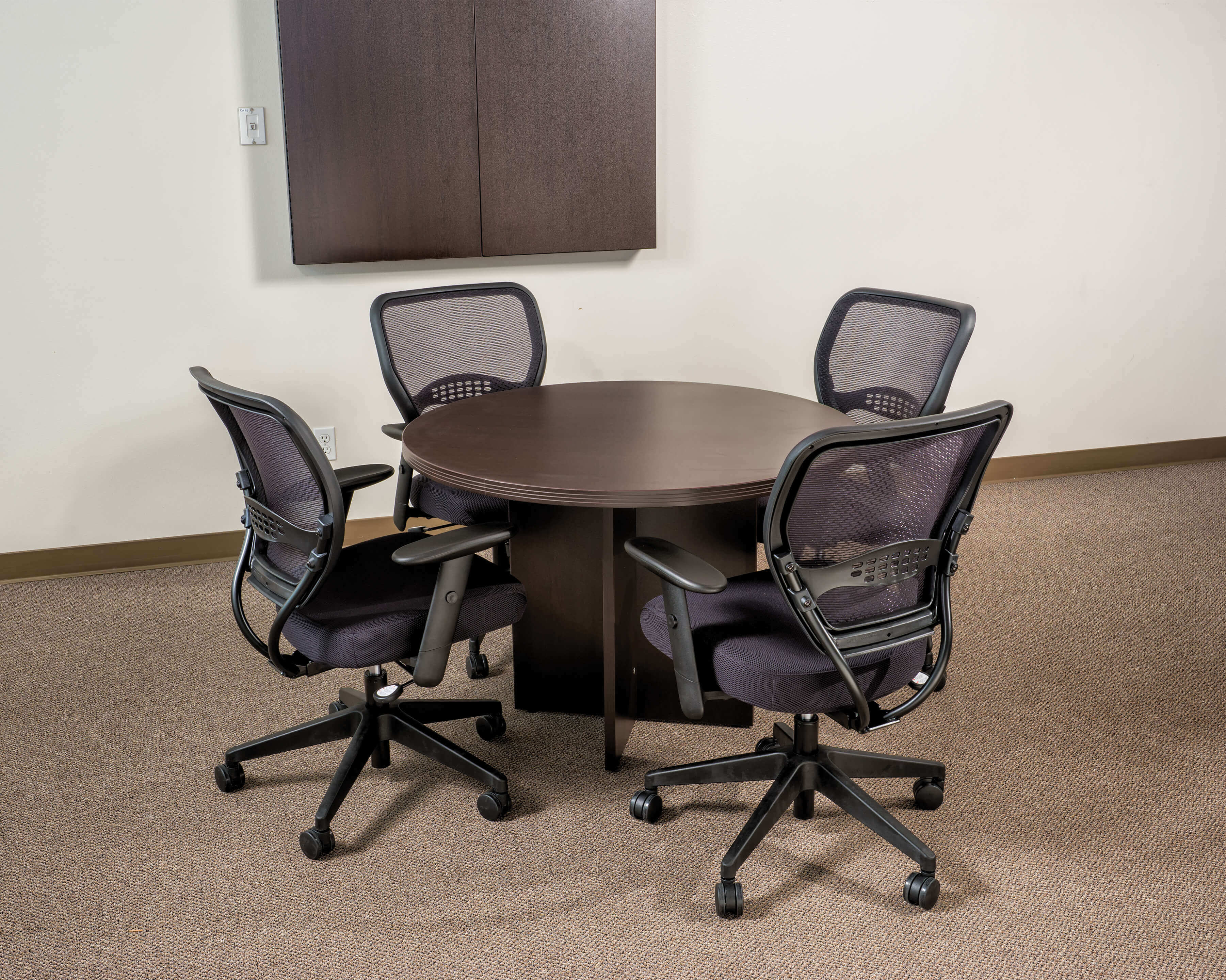 Conference room tables meeting tables contemporary round table espresso space view 1 2