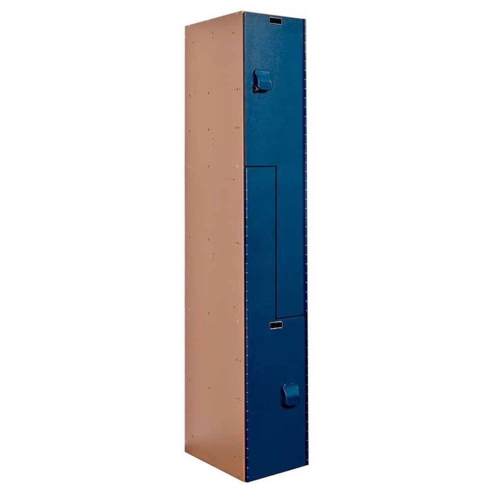 Employee lockers laminate lockers plastic locker taupe and deep blue doors 1W ZT