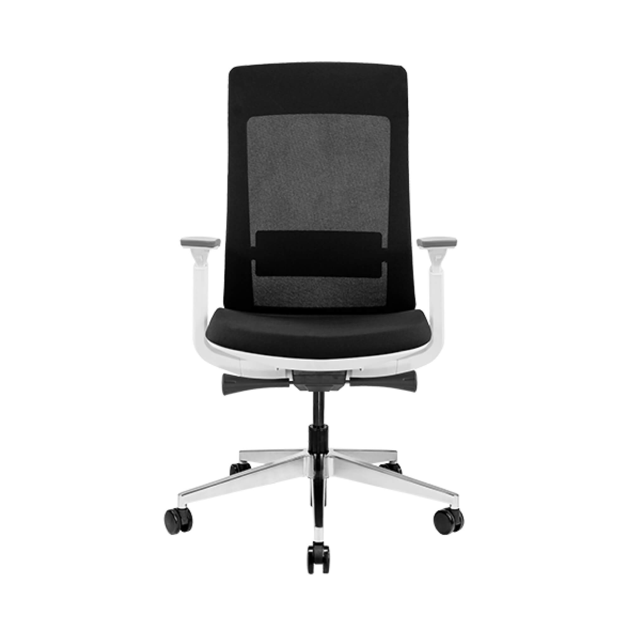 Office furniture chairs office desk chairs modern executive chair white frame black fabric front view Office furniture chairs office desk chairs modern executive chair white frame black fabric front view
