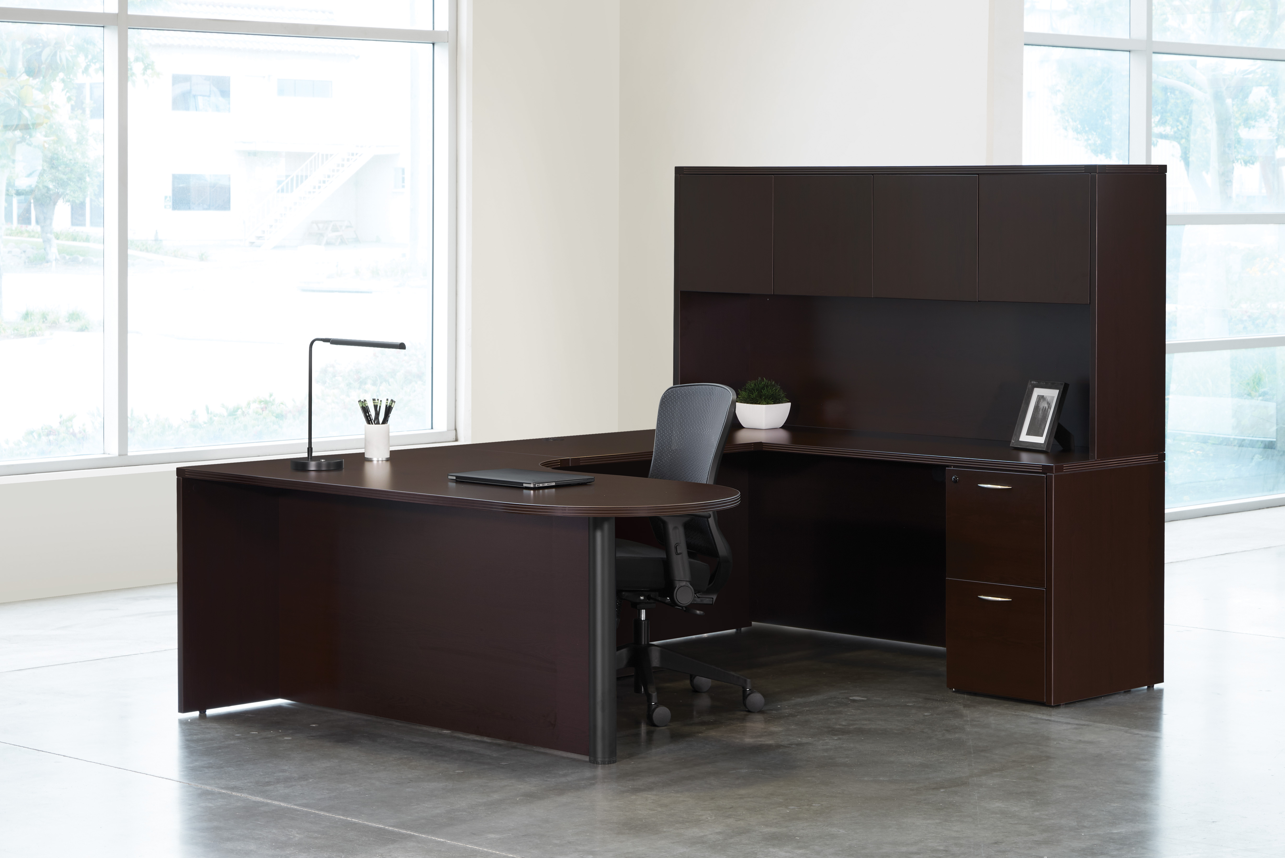 U shaped desk u shaped desk with hutch modern u shaped desk with hutch espresso space view right 1