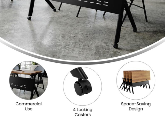 Training table with t leg 5x2 walnut black 17 Training table with t leg 5x2 walnut black 17