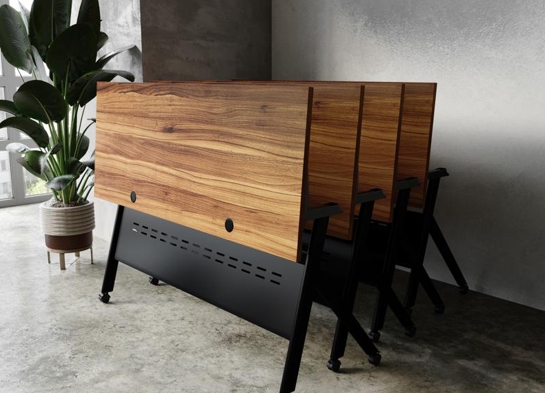 Training table with t leg 5x2 walnut black 2 Training table with t leg 5x2 walnut black 2