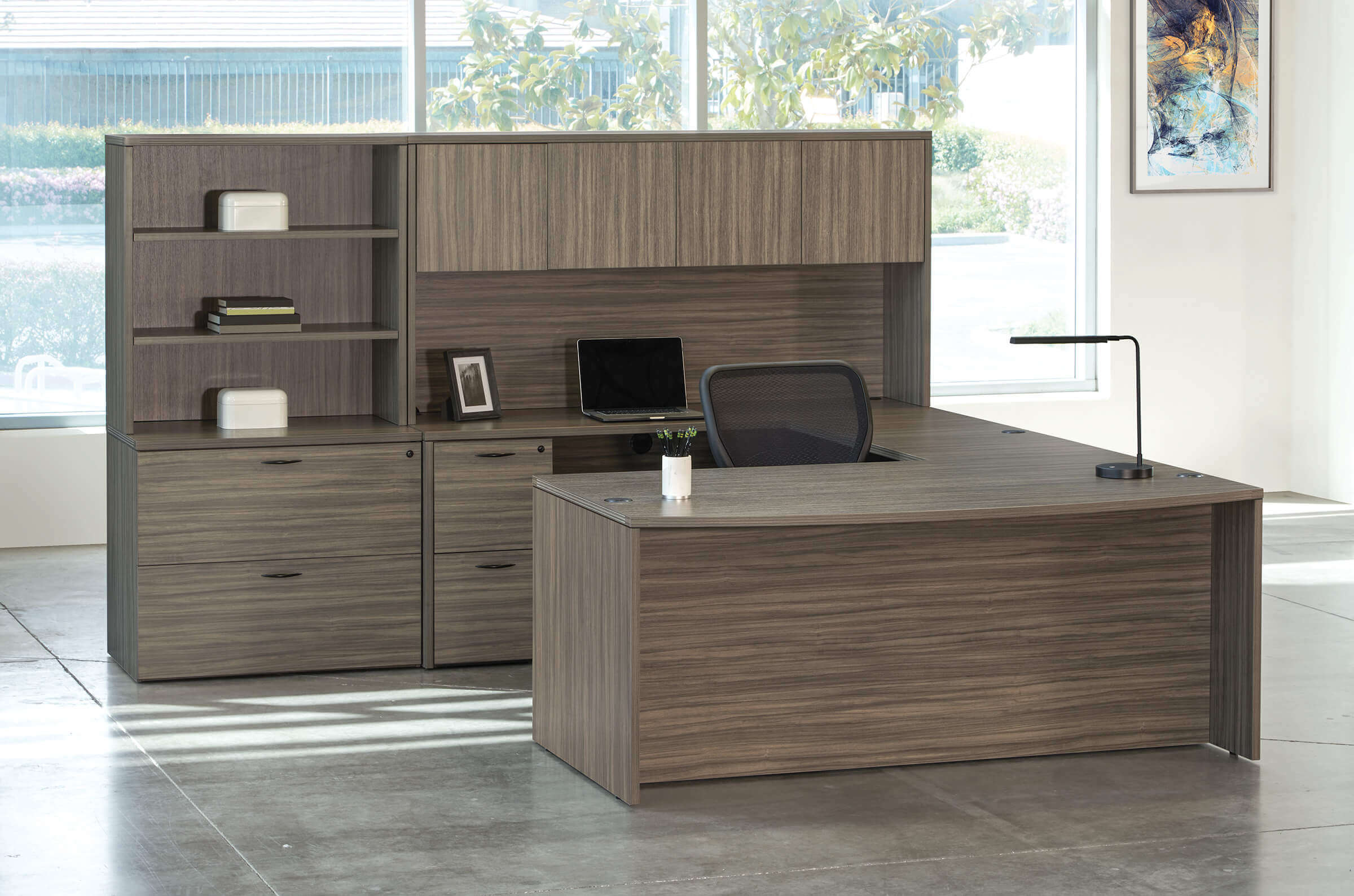 U shaped desk u shaped desk with hutch modern u shaped with hutch urban walnut space view