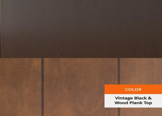 Vintage black with wood plank top finishing Vintage black with wood plank top finishing